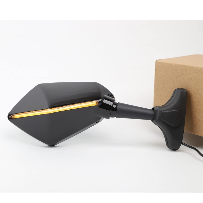 Mokuo Adjustable Motorcycle LED Turn Signal Rearview Mirrors with Front