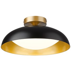 kudos Flush Mount Ceiling Light, 16-inch LED Ceiling Light Fixture, Black and Gold Finish, 24W 2400lm Light Fixtures for Living Room, Kitchen, Bedroom, Hallway, 5CCT Adjustable, KDCL02-BK