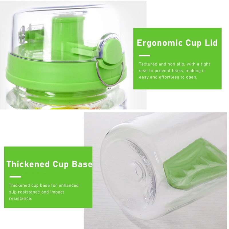 Fruit Infuser Water Bottle Anti Slip Grip Flip Top Lid
