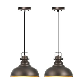 Haolaike 2 Packs Farmhouse Pendant Lights Kitchen Island Adjustable Pendant Light Fixtures Rustic Industrial Hanging Lamp,Oil Rubbed Bronze