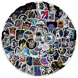 100Pcs Space Small Size Stickers, Cosmic Planet Astronaut Themed Stickers Set for Teenagers, Waterproof Vinyl NASA Outer Space Rocket Capsule Decals for Water Bottle Laptop Phones Skateboards