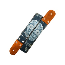 Kidam Printed Guitar Strap with Leather Ends, Rock Style for Electric, Bass & Acoustic Guitars, Adjustable 35-57”