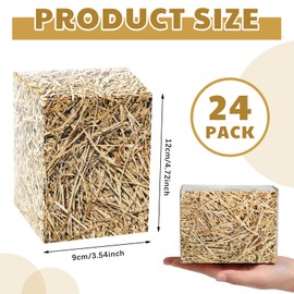 Gueevin 24 Pcs Hay Bales Treat Boxes Western Cowboy Small Trunk or Treat Gift Boxes Fake Hay Wild West Photo Booth Props for Western Cowboy Rustic Wedding Harvest Party Supplies, 4.7 x 3.54 Inches