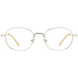 Cyxus Retro Oval Blue Light Blocking Glasses for Women Men Metal Frame Anti Eye Strain UV Protection 8562 Silver