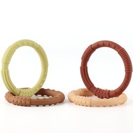 Juguetes de silicona para mordedor, anillos de silicona suaves y texturizados para bebés de más de 3 meses, pulseras de dentición de bebé, alivio de las encías doloridas