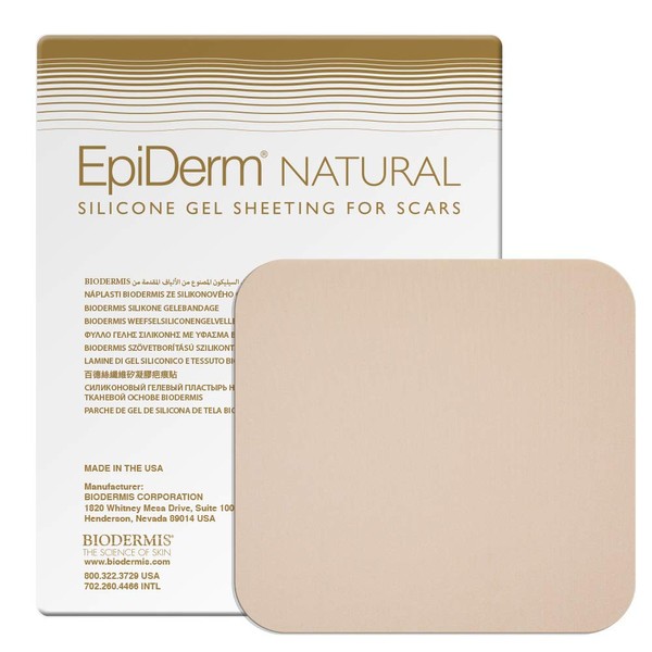 Epi-derm Standard Sheet - 4.7 x 5.7 in - (Natural) Silicone Scar Sheets from Biodermis