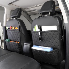 TAIKOO Seat Back Protector + Large Capacity Pocket Storage Organizer,Preventing the Impact of Children Stepping on the Seat Backrest (Black)