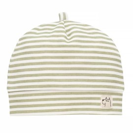 Pinokio Baby Boys' Bonnet Beanie Hat, Olive Green Ecru Stripes