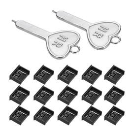 sourcing map 15 Port Blocker Locking USB Port/Dust PC Blocker with Coded Key,Black