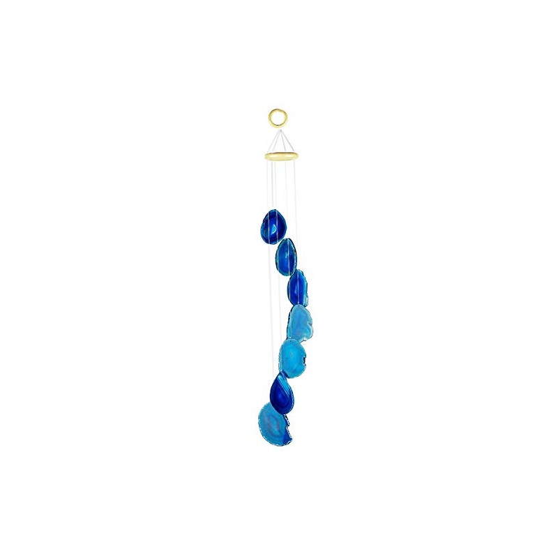 KYEYGWO Blue Agate Discs Geode Wind Chime Sun Catcher Crystal