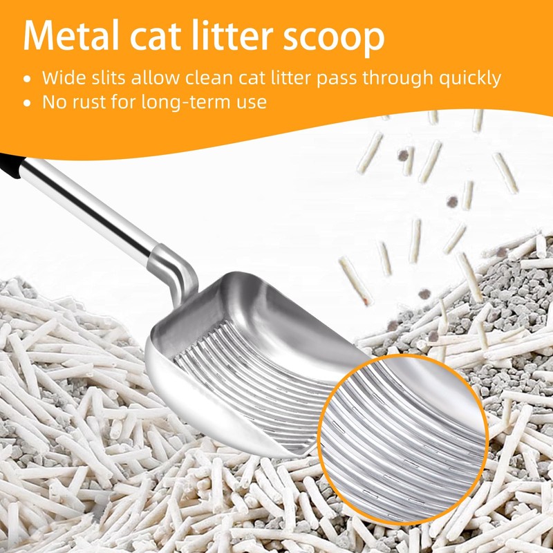 LYCC Cat Litter Scoop, Metal Cat Litter Scooper,Removable Long Handle