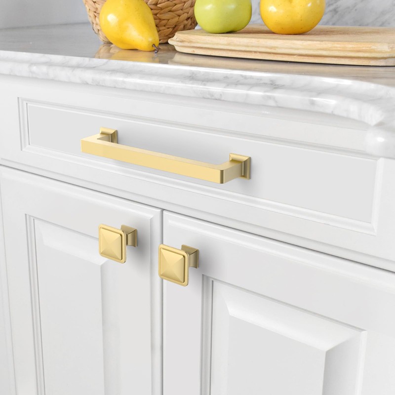 Amerdeco 10 Pack Brushed Gold Cabinet Pulls 5 Inch(128MM) Hole