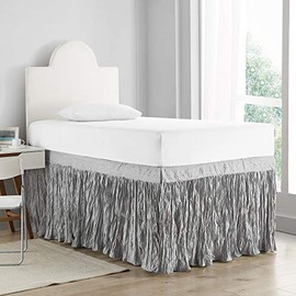 DormCo Crinkle Bed Skirt Twin XL (3 Panel Set) - Alloy