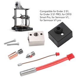 Heater Block Kit, Bimetal Extruder Hotend Kit 24V 40W 300℃ Throat Tube Heater 3D Printer Parts for Ender 3 S1, for Ender 3 S1 PRO, for CR10 Smart Pro, for Sermoon V1, for Sermoon V1 pro