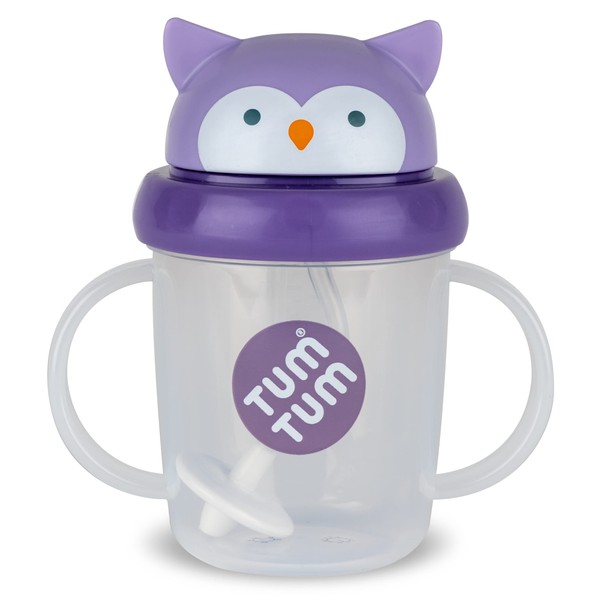 TUM TUM Tippy Up Free Flow Sippy Cup (No Valve) Toddler Sippy Cup 200ml BPA Free (Olivia Owl S3)