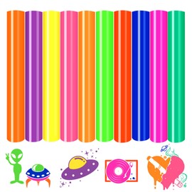 HTVSTD Neon HTV Heat Transfer Vinyl -12 * 10inches 10 Sheets Neon Iron On Vinyl Green Neon HTV Blue Neon Heat Transfer Vinyl for T-Shirts Compatible with Sillhoutte Cameo or Cricut