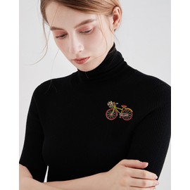 Cute Rhinestone Bicycle Brooch Pin for Women Teen Girls Bike Cycle Retro Corsage Brooches Lapel Pins Fashion Dress Clothing Accessories Christmas Holiday Anniversary Birthday Jewelry Gift (Red)