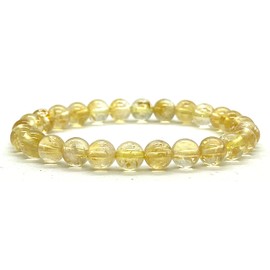 Citrine Stretch Bracelet, AAA Grade 8mm Beads, Wrist Size 7.5 Inches, Solar Plexus Chakra, Aries & Libra Birthstone Bracelet