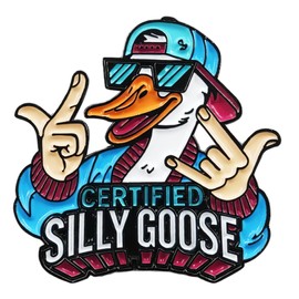 Certified Silly Goose Enamel Pin – Funny Goose Pins for Backpacks, Jackets, Hats – Cool Trendy Backpack Pins for Goose Lovers, Enamel Lapel Pin Gift for Teens & Adults (1, Black)