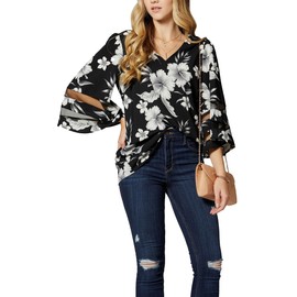 Conceited Bell Sleeve Tops for Women - Regular and Plus Sizes in Many Colors - Fleur - Large