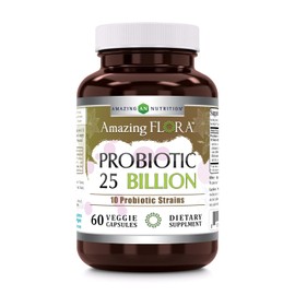 Amazing Nutrition | Probiotic 25 Billion With 10 Probiotics Strains, 60 Caps | Probióticos de 25 Billones con 10 cepas de Probióticos, 60 Cápsulas