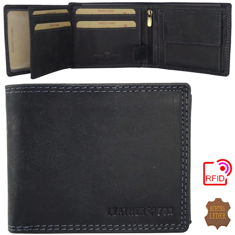 Leather Wallet for Men with RFID Protection with Coin Compartment