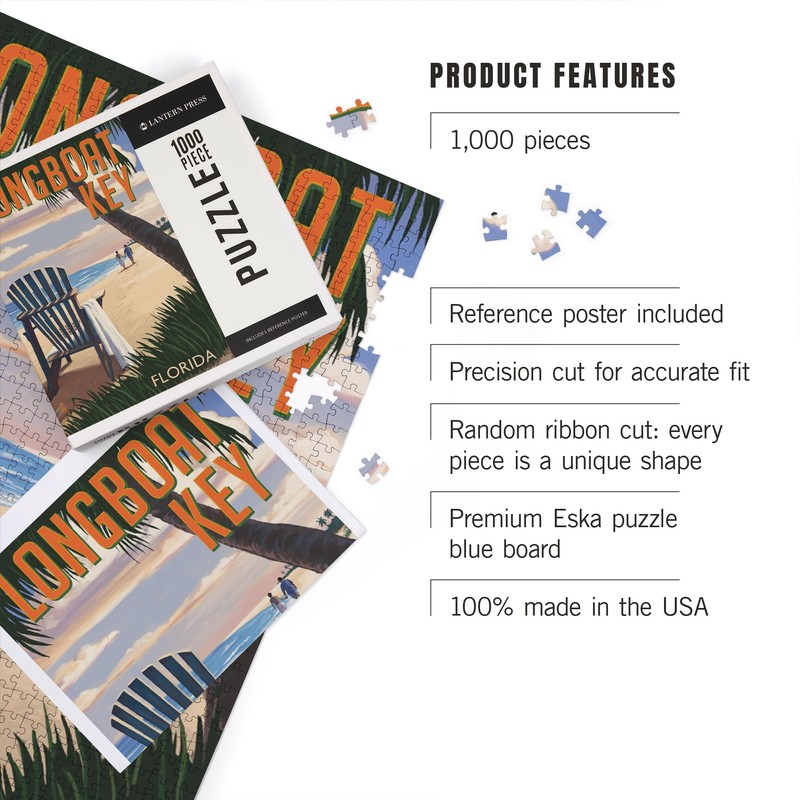 Lantern Press Longboat Key, Florida, Adirondack Chair on The Beach