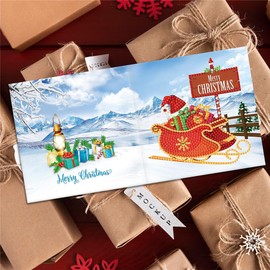 Diamond Painting Christmas Greeting Card Kits,5D Numbers Santa Claus New Year Greeting Card With Envelopes Holiday Greeting Cards Kits fit for Friends,Family,Children (M)