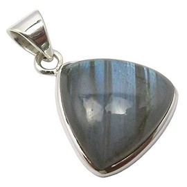 SilverStarJewel - Collar con colgante de labradorita natural, 15 x 15 mm, 2,5 cm, plata de ley 925