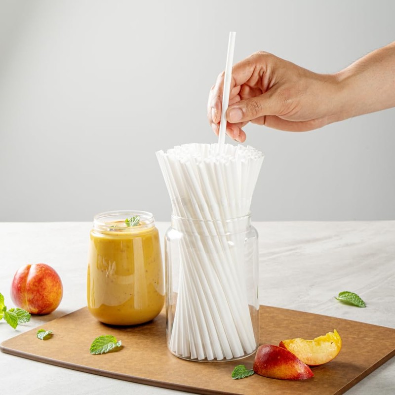 Restaurantware Basic Nature 8.3 Inch Disposable Straws 100 Sustainable Straws