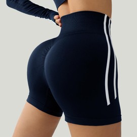 Pantalones cortos sin costuras para levantamiento de glúteos, Azul, M