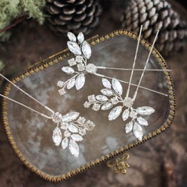 Cubahop Bridal Wedding Hair Pins Crystal Bridal Hairpieces Wedding Hair Accessories Bridal Hair Clips for Women and Girls (Silver)