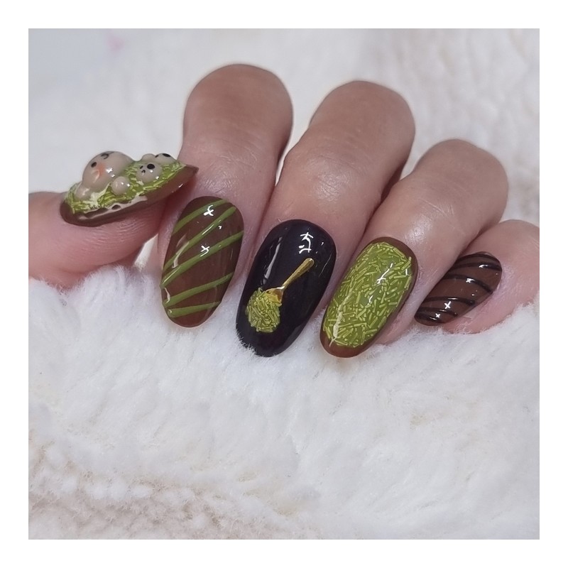 Dujjoni Bear handmade nail tip - Petit Round / 두쫀이