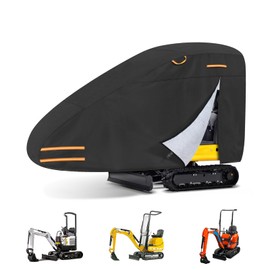 Mini Excavator Cover Fits 2000-3000 lbs Models, 420D Waterproof Zippered Excavators Cover Compatible with Kubota K008-3/Bobcat E10/CAT 300.9D/Takeuchi TB210R, UV Dust Snow Rain Protection Small