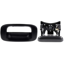 SCITOO Tailgate Handle Latch and Bezel Trim with Rod Clips fit for Chevy Silverado for GMC Sierra 1500 2500 3500 1999-2007,Textured Black OE# 15228541,15997911,15228540,15228539