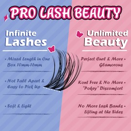 PRO Lash Clusters, 48 Pcs Individual Cluster Lashes DIY Lash Extension 10-16mm Eyelash Clusters Volume Wispy Lashes Super Thin Band Reusable Soft & Comfortable(Candid,C-10-16mix)