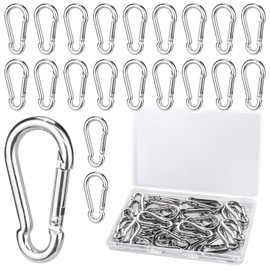 Pack of 30 Stainless Steel Safety Buckles, 4 x 40 mm Carabiner Hook Key Holder, Mini Carabiner with Spring Lock Storage Box for Pets, Fishing, Mountaineering, Hiking, Backpack,