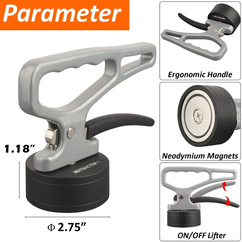 MUTUACTOR Heavy Duty Magnetic Lifting Handle,2PCS Powerful Neodymium Magnet with
