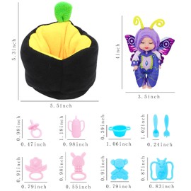 ONEST 10 Pieces 4 Inch Doll with Accessory Cute Baby Dolls Mini Dolls with Clothes Mini Baby Doll with Accessories