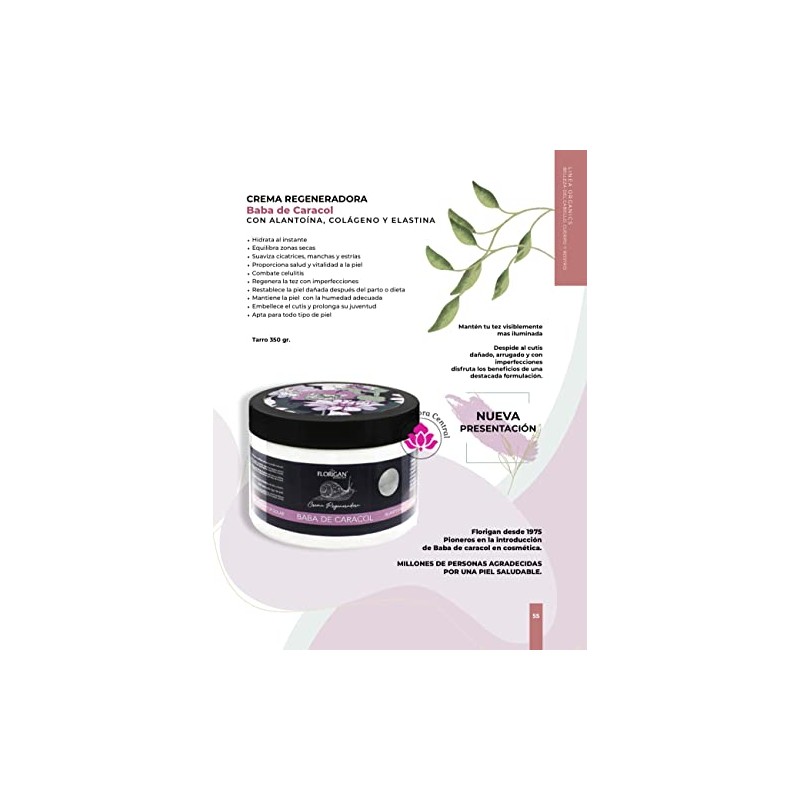 Crema Regeneradora Baba de Caracol con Elastina Florigan® 2 Piezas