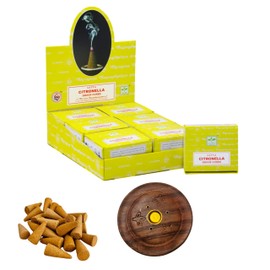 Satya Citronella Incense Dhoop Cone Full pack of 12 With DHS cone holder, used for Aromatherapy, Spa, Yoga, Weddings, Reiki, Meditation, Healing by DHS…