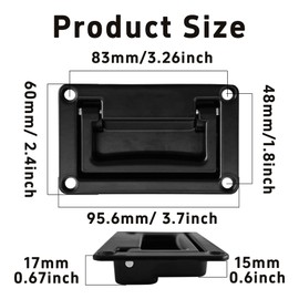 PDETVEO 1 Pack 3.7 x 2.4 Inch Zinc Alloy Recessed Pull Handle, Heavy Duty Black Flush Door Handle with Mount Screws for Toolbox, Drawer, Home Furniture(Small Size)