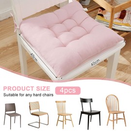 bechoanigel Set of 4 Chair Cushions, Seat Cushion Chair 40 x 40 cm, for Indoor and Outdoor Use, Chair Cushion Set with Ties, Office Chair, Balcony Chair, Seat Cushion for Dining Room, Living Room