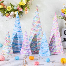 6 Pcs 12" 10" 6" Spring Summer Cone Tree Decorations Table Tree Spring Tiered Tray Decor Farmhouse Table Centerpiece for Spring Summer Wedding Anniversary Home Table Topper Decoration