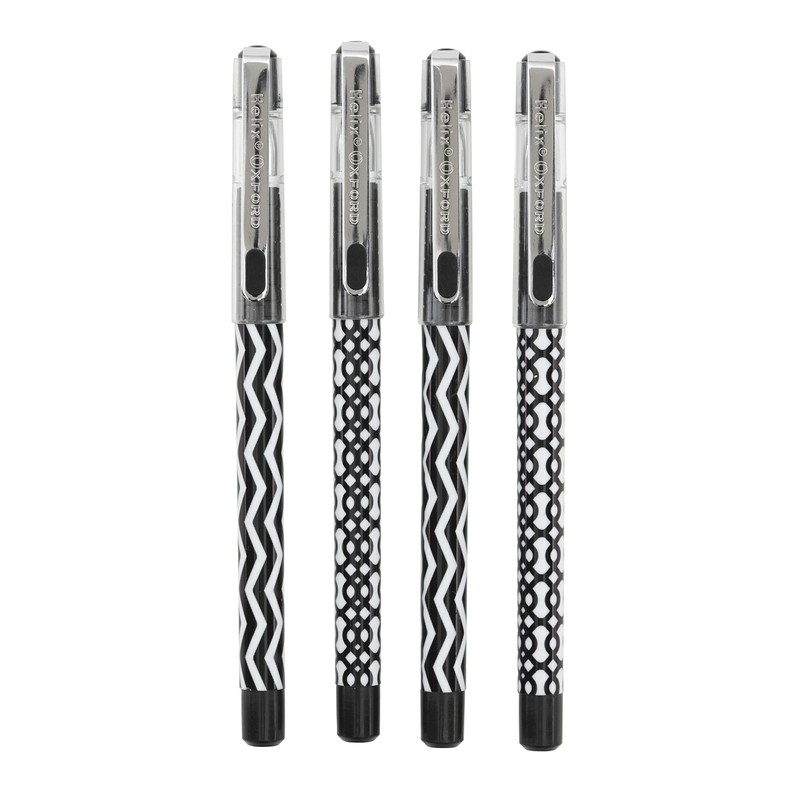 Helix Oxford Monochrome Gel Black Ink Pens x4