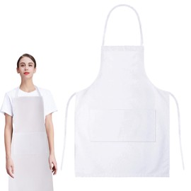 HJDJBD Apron, women's apron, apron, women's apron, adult, unisex, durable, comfortable, baking apron, with front pocket, washable, for cooking, baking, cooking, kitchen, White