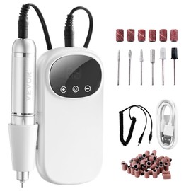 VEVOR Electric Rechargeable Nail Drill, 35,000RPM Portable Cordless Nail E File Machine, LCD-Display Acrylic Gel Grinder Tool with 6 Bits and 50PCS Sanding Bands for Manicure Pedicure Carve Polish