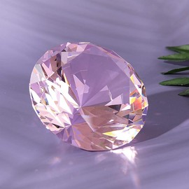 LONGWIN 100mm(3.9") W Crystal Diamond Paperweight Ornament Home Venue Decorations Solid Color Pink