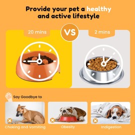 Flexzion Slow Feeder Dog Bowl Interactive Dog Puzzle Bowl, Anti-Choke, Non-Slip Slow Eating Dog Bowl Fun Pet Feeder Anti-Bloat Maze Bowl Dishwasher Safe Easy to Clean - 300ML (1.5 Cups/10 oz) Orange