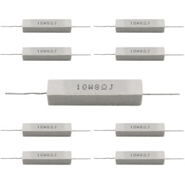 Cement Resistor,10 PCS 10W 8 Ohm 5% Axial Lead Wire Resistor White Wound Fixed Ceramic Cement Resistors Wirewound Cement Power Resistors Flame Heat Moisture Resistance Precharge Horizontal Resistors